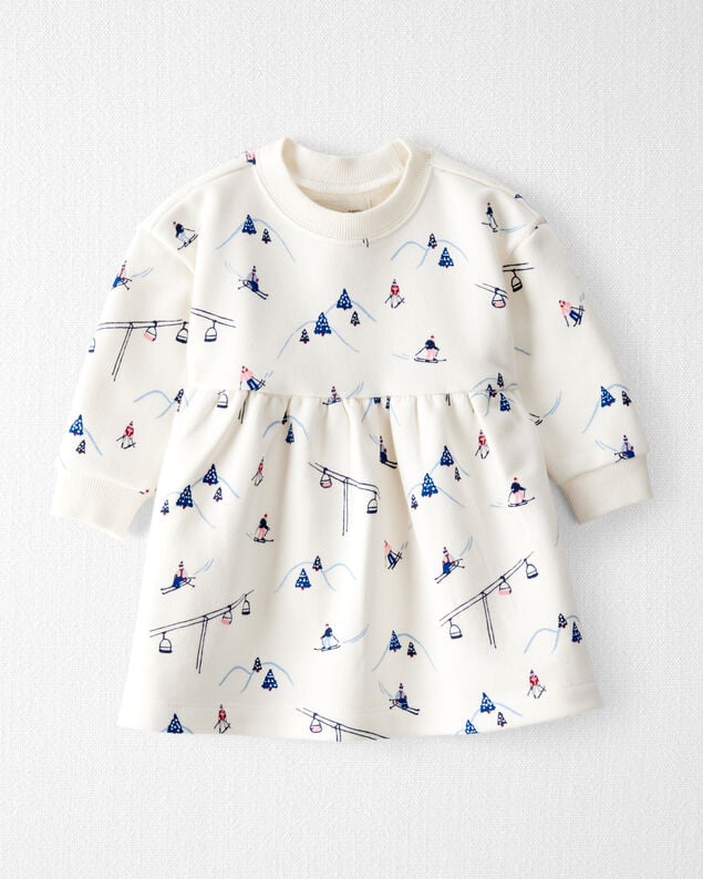 Toddler Girl French Terry Dress Made with Organic Cotton in Snowy Slopes Print