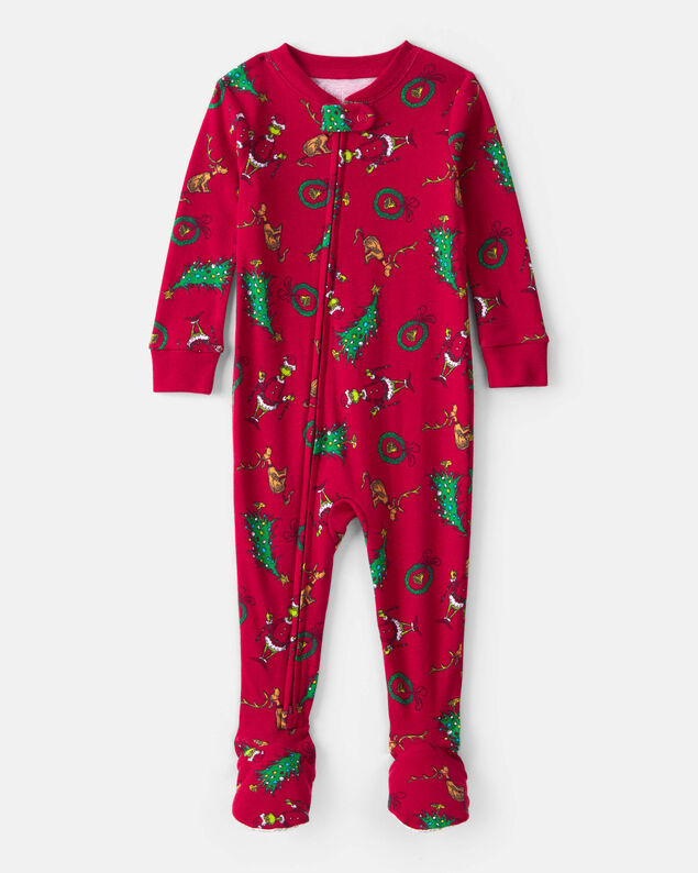 Product image 1 of Baby Dr. Seuss™ The Grinch Print 100% Cotton Long-Sleeve Snug Fit 1-Piece Pajamas - Red