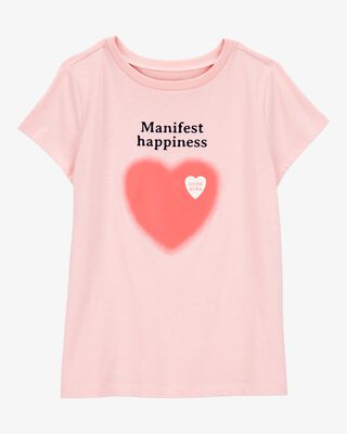 Product image 1 of Kid Manifest Happiness Short-Sleeve Graphic Tee - Pink