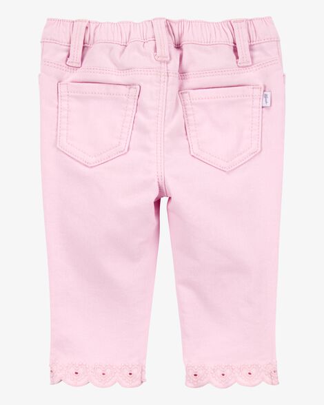  Product image 2 of Baby Woven Embroidered Hem Pants - Pink