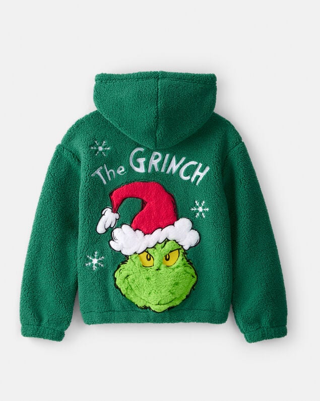 Product image 2 of Girls Dr. Seuss™ The Grinch Sherpa Hooded Zip-Up Jacket - Green