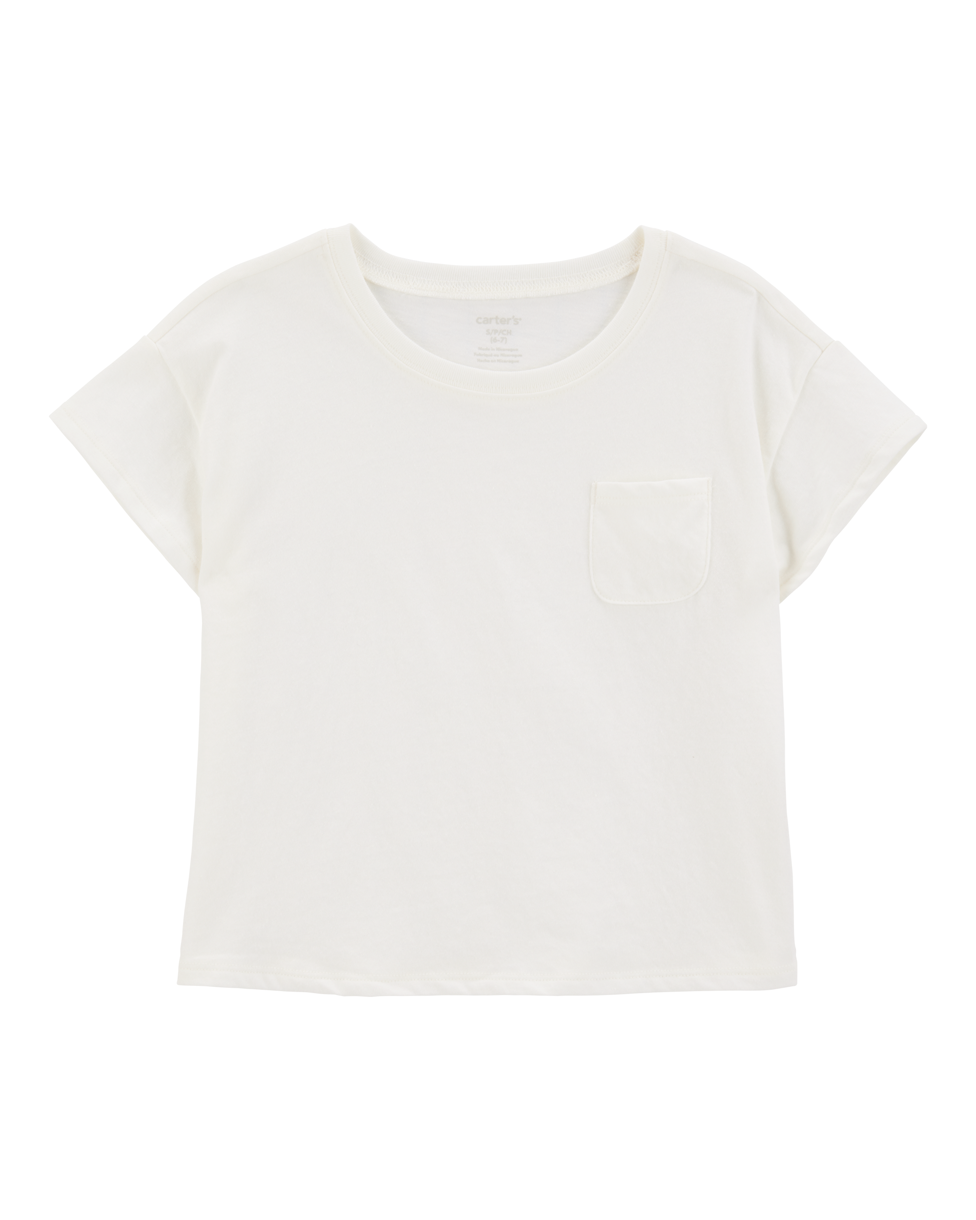 Girls Short-Sleeve Pocket Tee - White