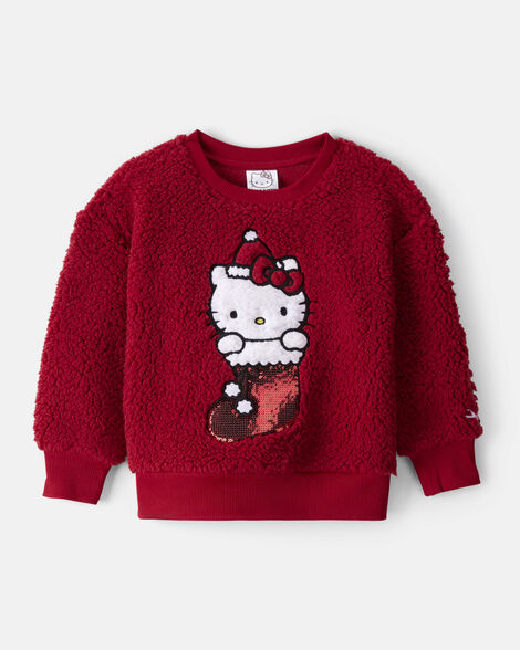 toddler girl hello kitty® sherpa pullover sweatshirt - red