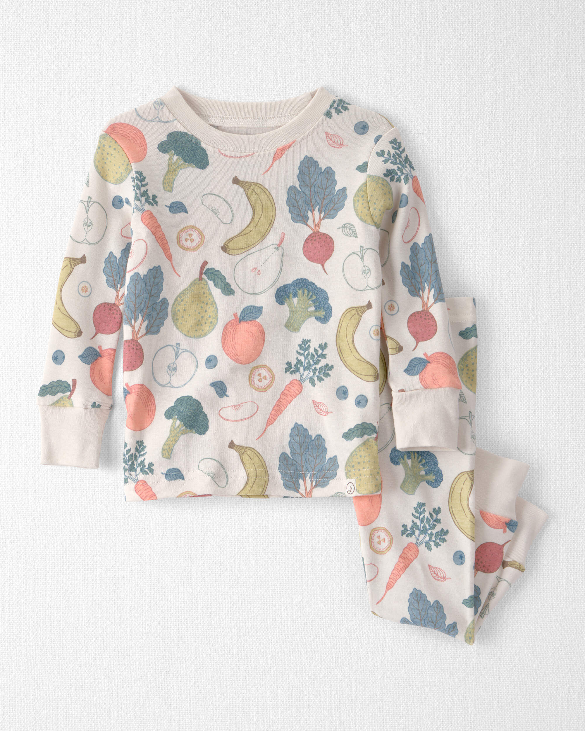 Little Planet Baby 2-Piece Organic Cotton Ribbed Pajama Set in Veggie Fruit Print 12M Veggie Fruit 18$