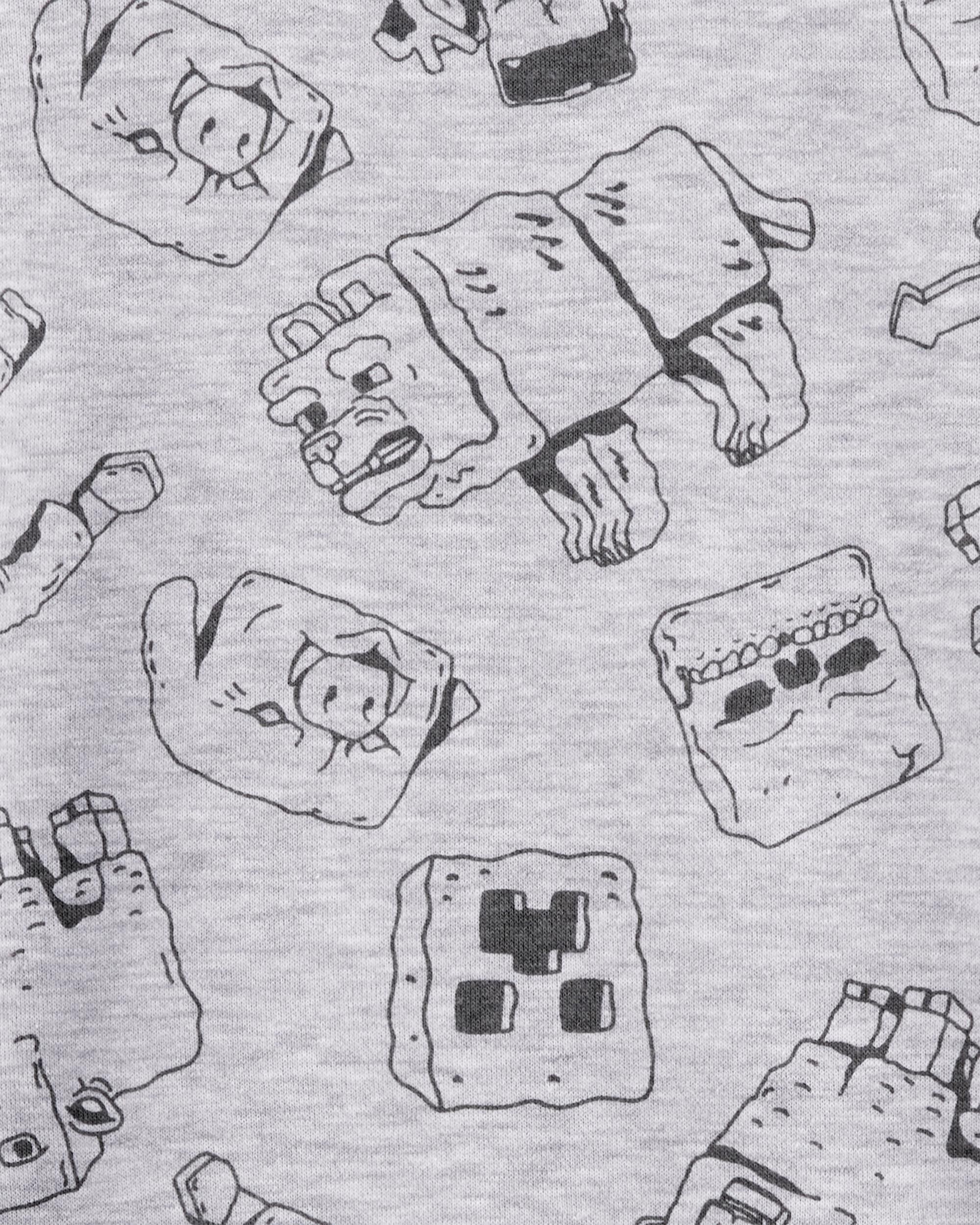 Kid Minecraft Print Pullover - Grey