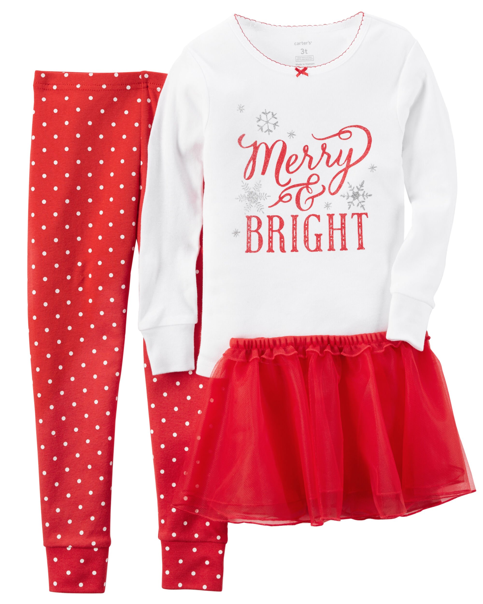 2 piece snug fit cotton christmas pjs tutu carters com toddler girl christmas pajamas