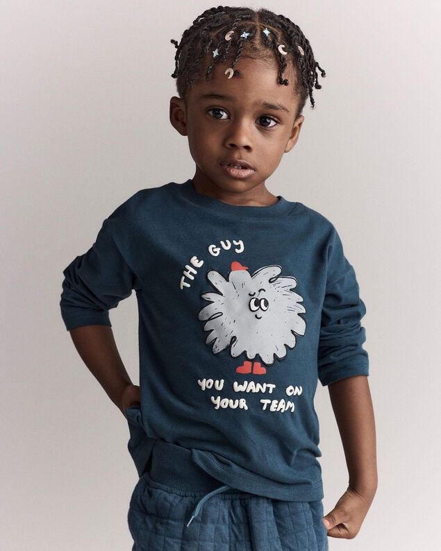 Product image 1 of Toddler Boy Squish Character Long-Sleeve Relaxed Graphic Tee - Deep Teal