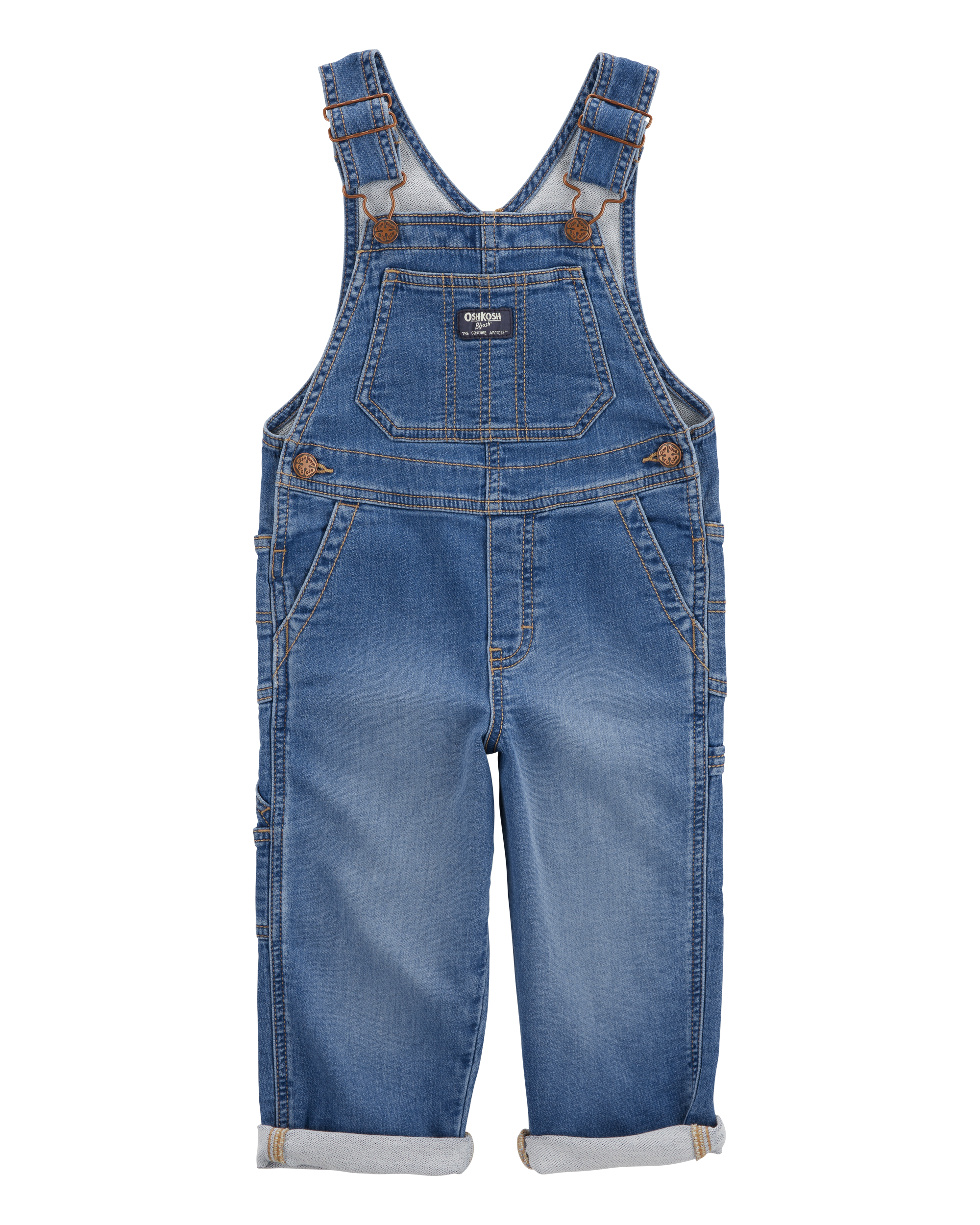 Toddler Stretch Denim Overalls - Medium Wash