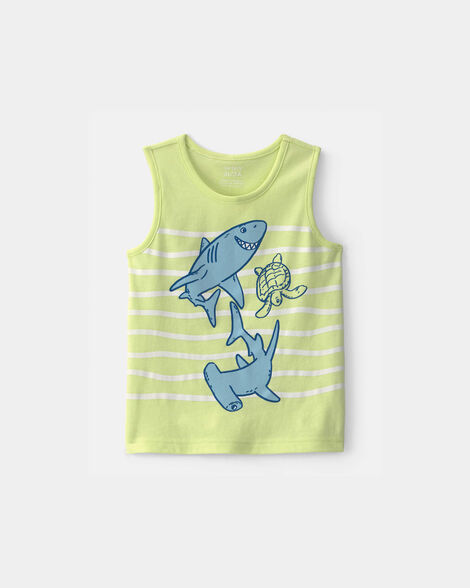 toddler boy shark graphic tank - green