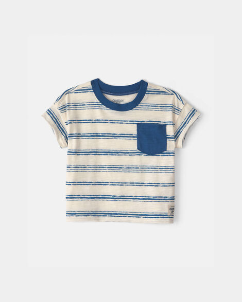 Baby Boy Stripe Pocket Tee - Blue/Ivory