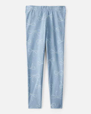 Product image 2 of Kid Cotton Bow Stretch Leggings - Blue