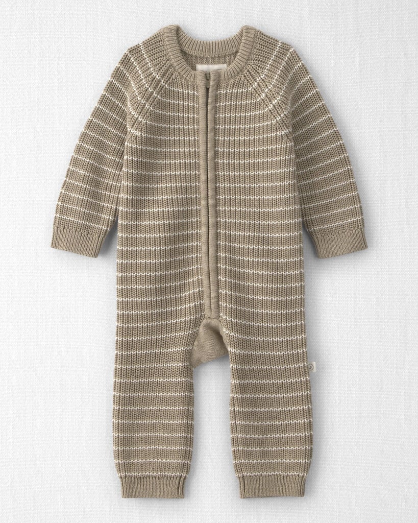 Little Planet by carter's Baby Boys' and Girls' Long-Sleeve Sweater-Knit Jumpsuit - Brown