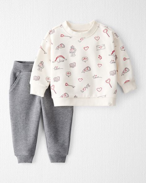 Baby 2-Piece Organic Cotton Set in Little Loves Print