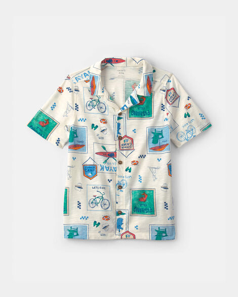 boys camp short-sleeve button-down shirt - cream