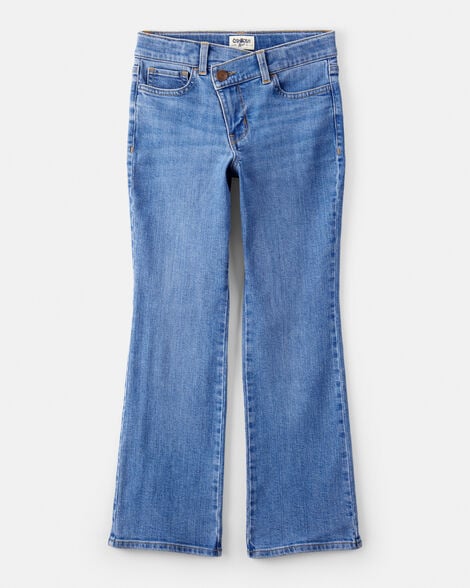 Girls Denim Bootcut Crossover Jeans - Blue
