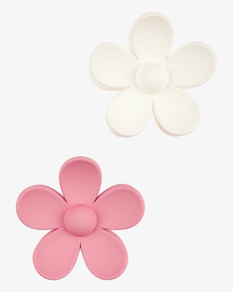  Product image 1 of Toddler 2-Pack Floral Hair Clips - White/Pink