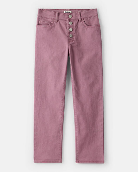 Girls Button-Front Straight Leg Pants - Purple