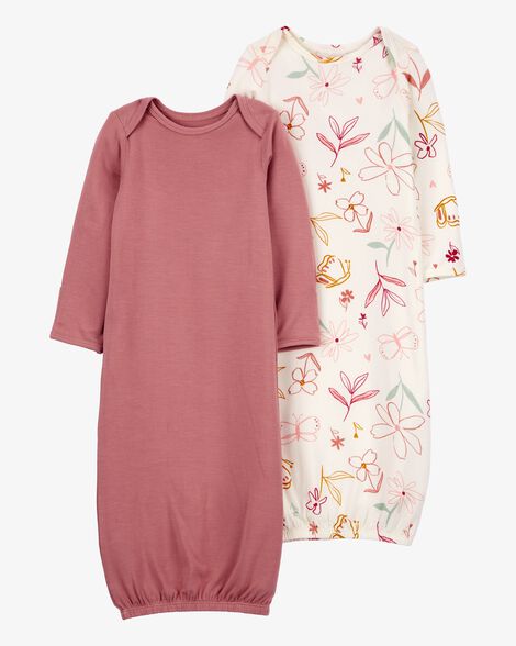 Product image 1 of Baby Girl 2-Pack Floral PurelySoft Sleeper Gowns