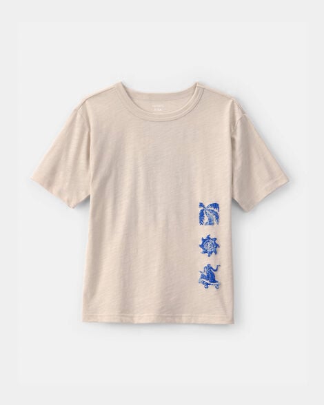 boys beachside skater graphic tee - tan