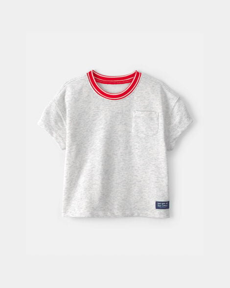 toddler boy french terry pocket t-shirt - grey