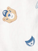 Ivory - Toddler Boy Varsity Bear Print Long-Sleeve Button-Down Shirt - White, Selected