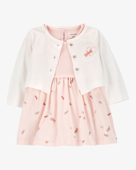 baby 2-piece bodysuit dress & cardigan set