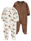 Brown/Ivory - Baby 2-Pack Animal Print 2-Way Zip Sleep & Plays
, Selected