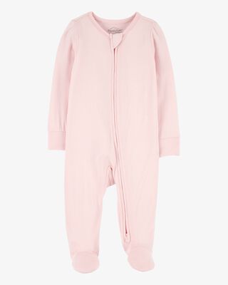 Product image 1 of Baby Solid 2-Way Zip PurelySoft Sleep & Play Pajamas - Light Pink