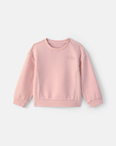 toddler girl 'little icon' fleece pullover sweatshirt - pink