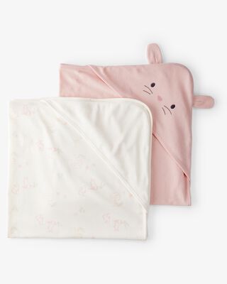 Product image 1 of Baby 2-Pack Hooded Towels - Pink