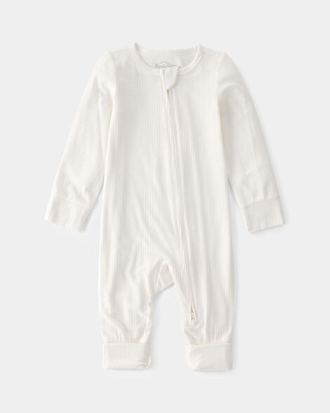 baby 2-way zip purelysoft sleep & play pajama - cream