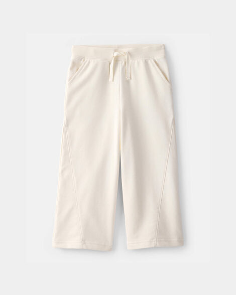toddler girl french terry wide-leg active pants - ivory