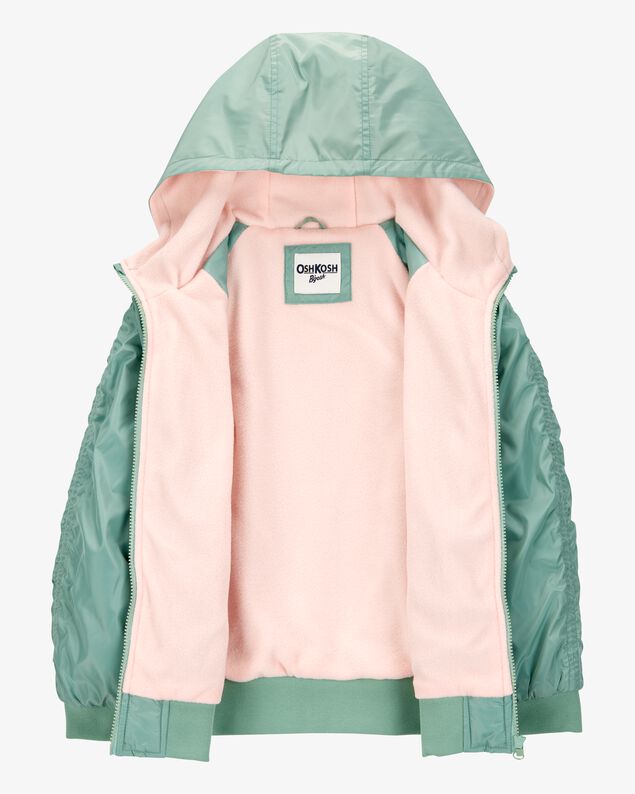 Product image 2 of Girls Fleece-Lined Midweight Bomber Jacket - Green