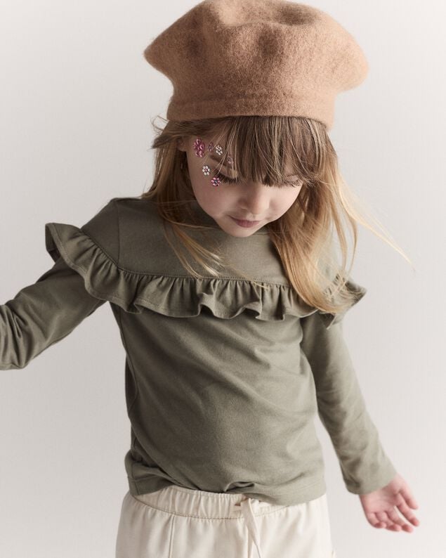 Product image 2 of Toddler Girl Mock Neck Ruffle Top - Olive