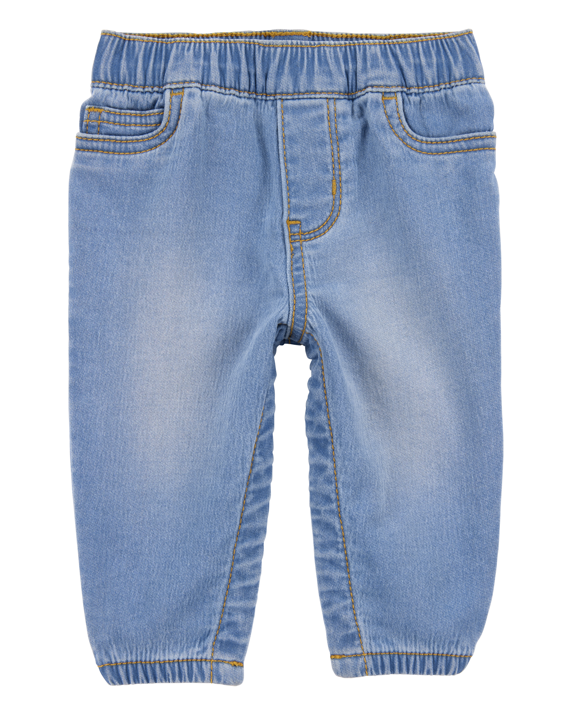 Baby Boy Medium Wash Pull-On Jeans With Snap Leg Closures