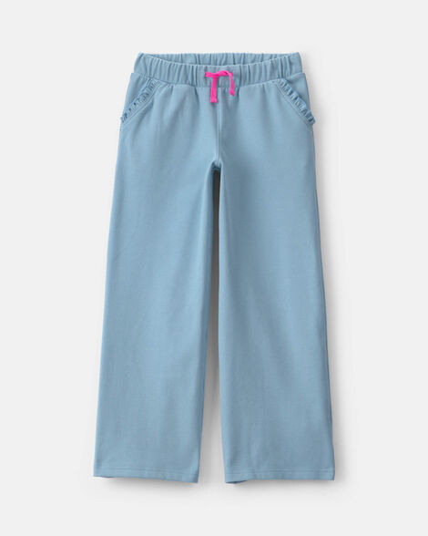 girls ribbed pull-on pants - blue