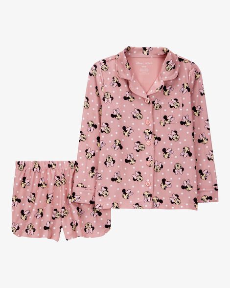  Product image 1 of Kid Disney© Minnie Mouse Coat-Style Loose Fit 2-Piece Pajamas - Pink