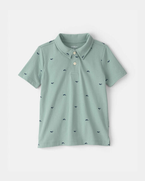 Toddler Boy Whale Polo Shirt - Green