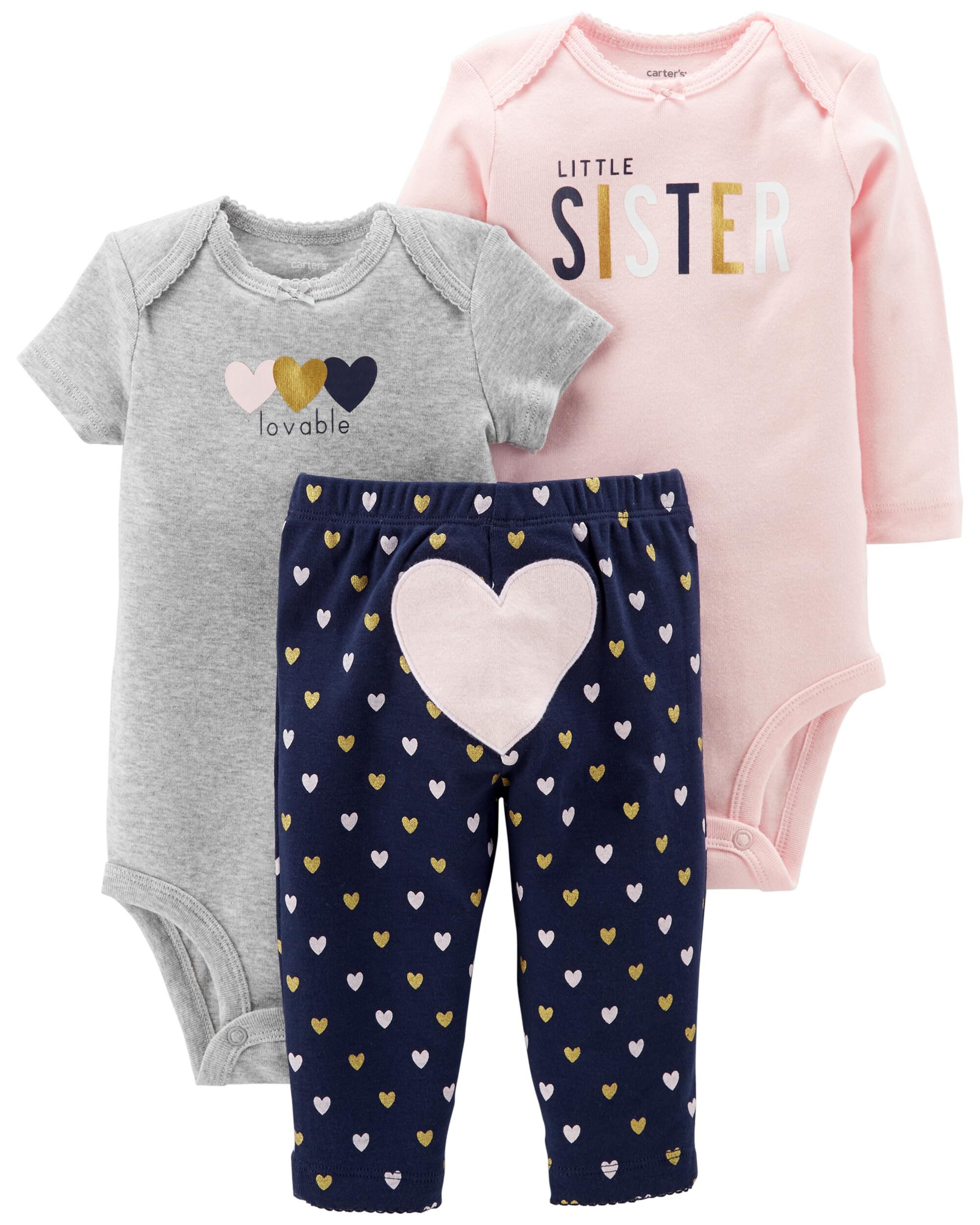 3-Piece Little Character Baby 2 Bodysuits Pant Cotton Bebe/'s Clothing Set