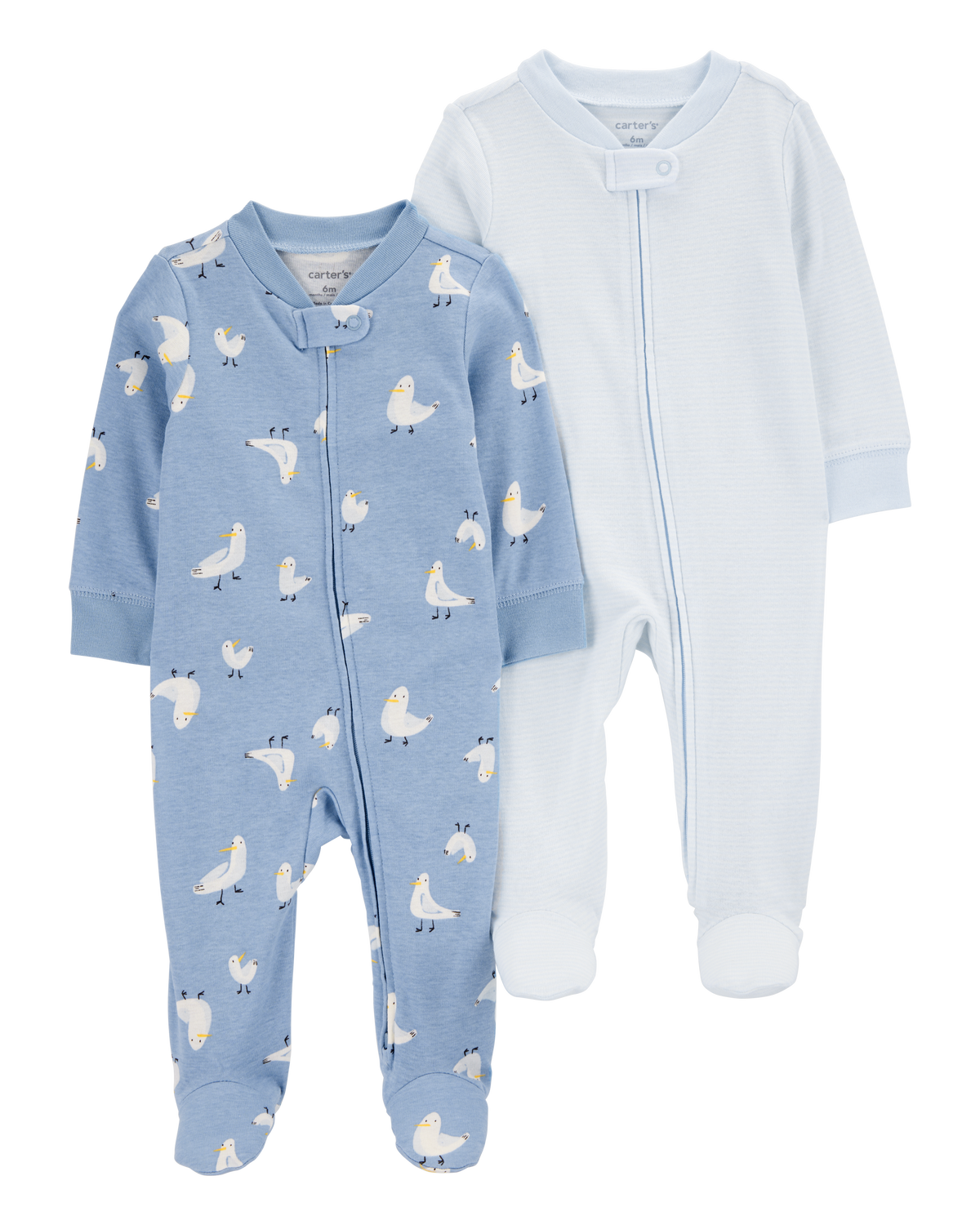Baby 2-Pack Seagull Striped 2-Way Zip Cotton Sleep & Play