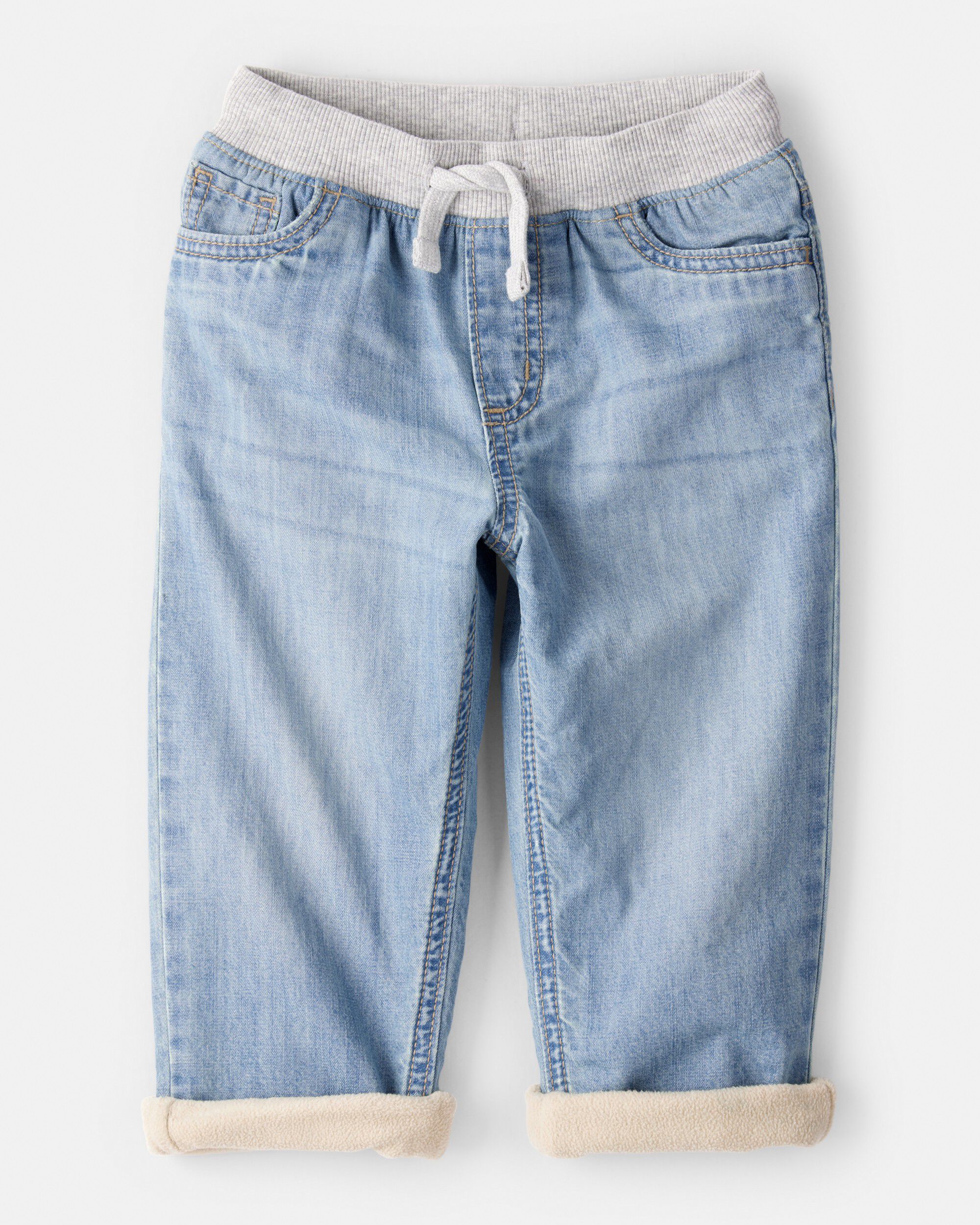 Toddler Boy Lined Light Wash Straight Jeans