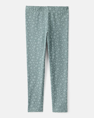 Product image 1 of Girls Floral Cotton Pull-On Stretch Leggings - Green