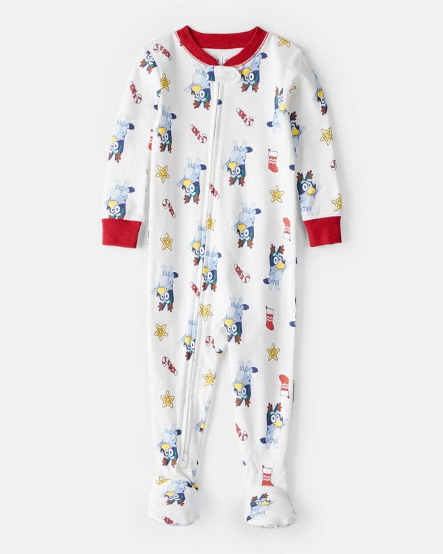 Product image 1 of Baby Bluey™ Print 100% Cotton Long-Sleeve Snug Fit 1-Piece Pajamas - White