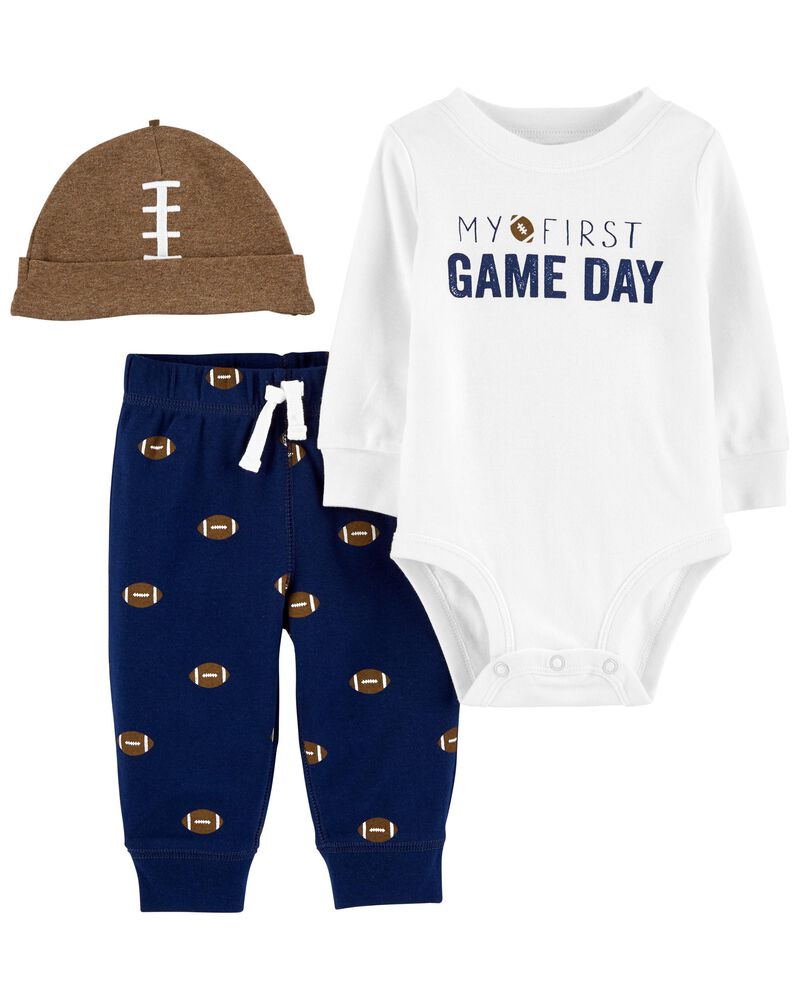 Baby White/Navy 3-Piece Football Outfit Set | carters.com