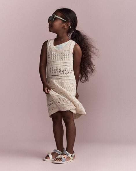 Toddler Girl Crochet Cover Up - Cream