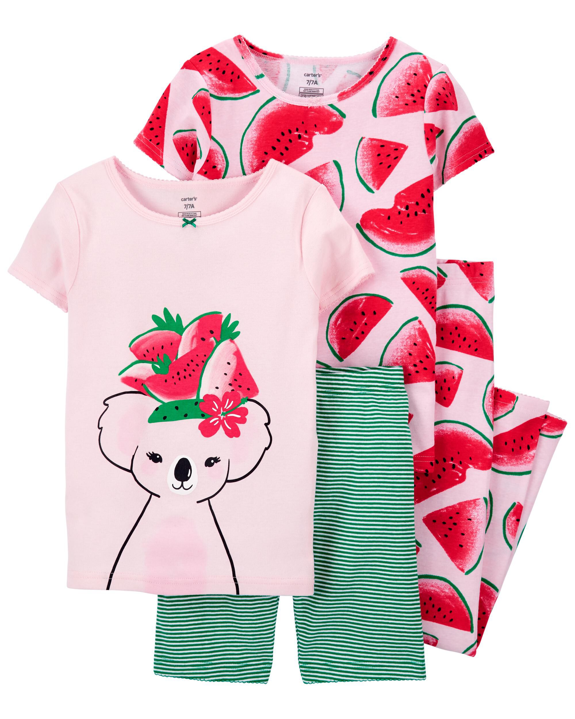 4-Piece Watermelon 100% Snug Fit Cotton PJs