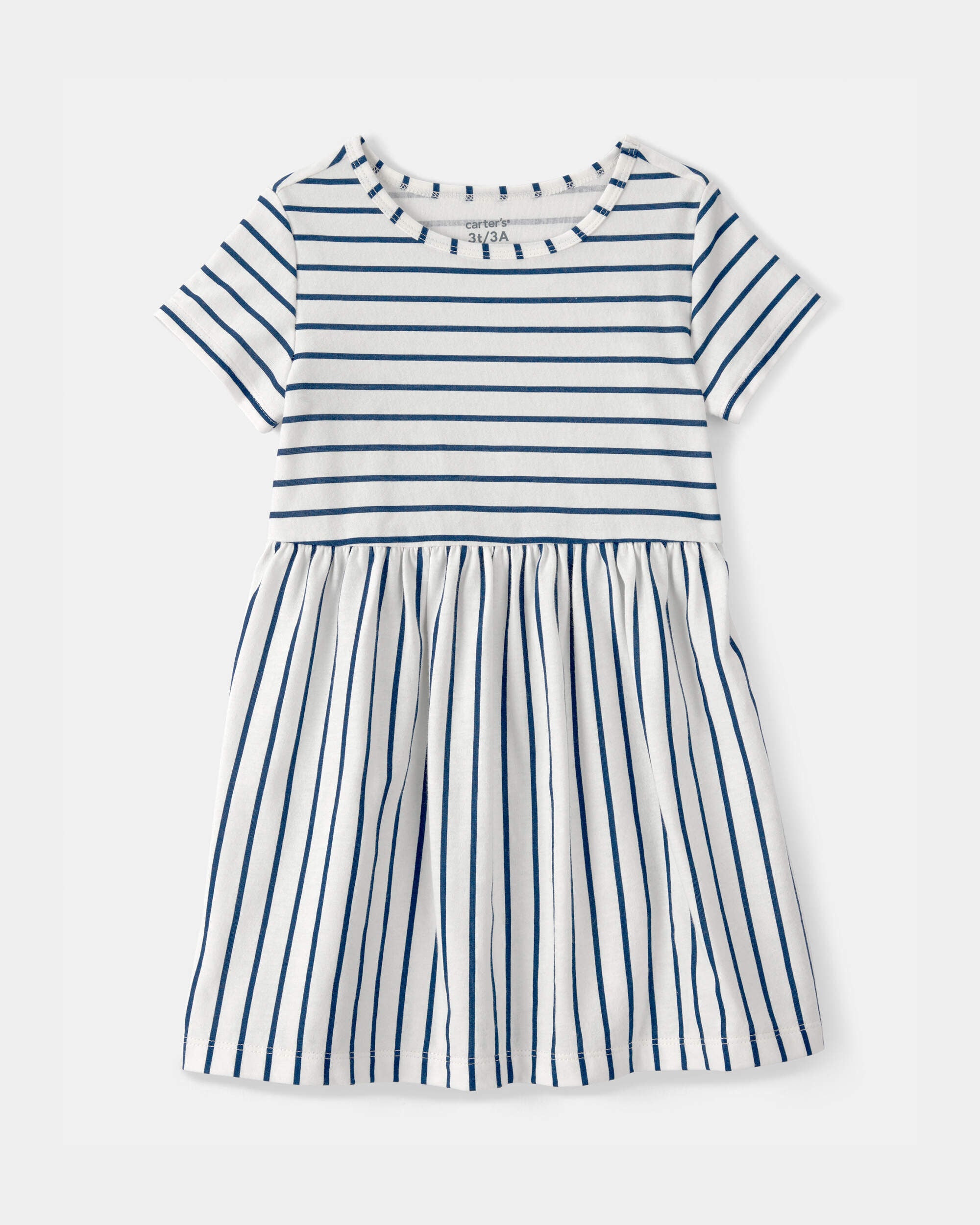 Carter's toddler girl striped short-sleeve dress - blue/ivory 2T Multi