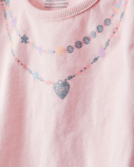 Product image 3 of Toddler 2-Piece Necklace Printed Tee & Rainbow Skirt Set - Pink