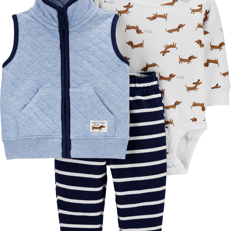 3Piece Quilted Little Vest Set