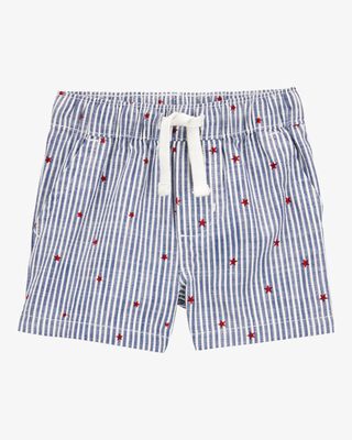 Product image 1 of Baby Striped Star Print Drawstring Shorts - Blue
